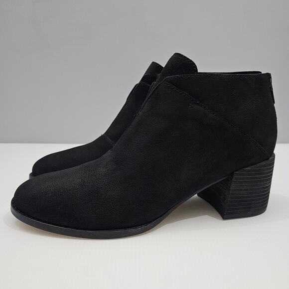Eileen Fisher Bren Ankle Bootie Women 9 Black Leather Block Heel Fall Minimalist - Picture 1 of 14